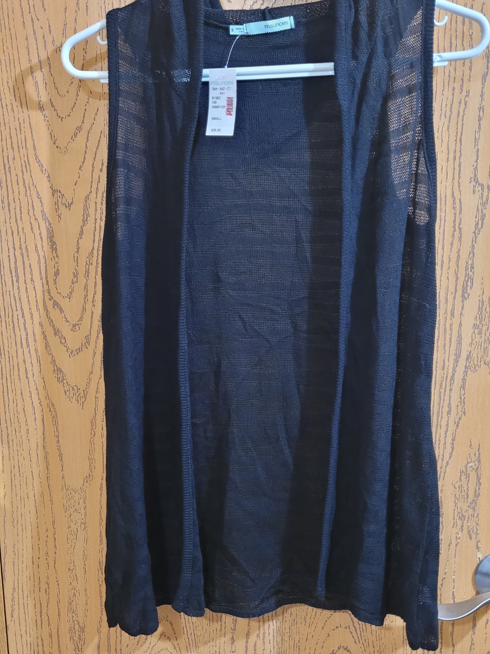 Maurices Black Sheer Sleeveless Duster Vest Size S NWT